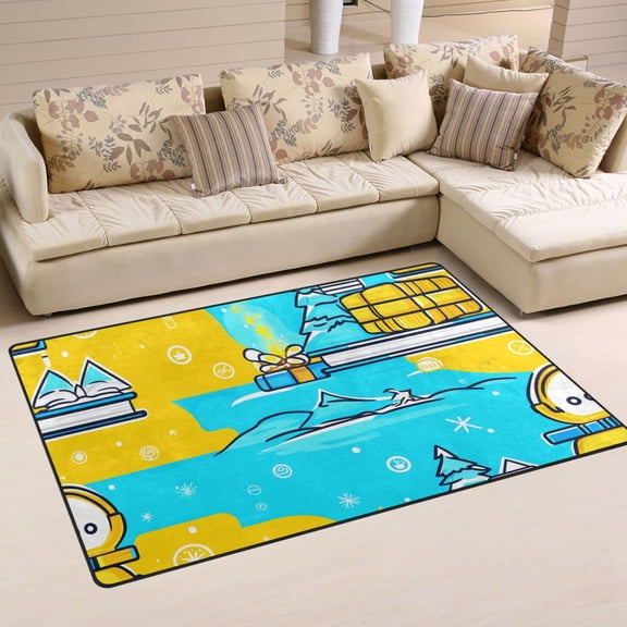 Festive Winter Wonderland Soft Polyester Area Rug 31''x20'', Non Slip, Memory Foam, Water Absorbent