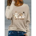 thumbnail image 1 of Festive Women's Christmas Snowman Graphic Long Sleeve T-Shirt • Cozy Crew Neck with "Let It Snow" Design • Holiday Print for Fall & Winter • Casual Holiday Wear |   Festive Graphic Tee, 1 of 9