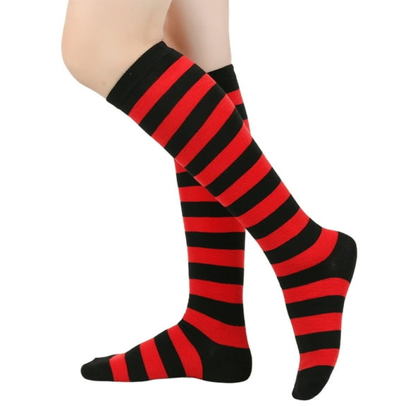 Festive Women's Knee Highs Striped Socks Christmas Stockings Cosplay Athletic Boot Socks Novelty