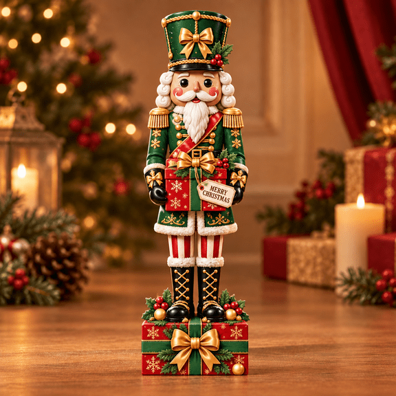 Festive Wooden Block Nutcracker Christmas Tabletop Decor