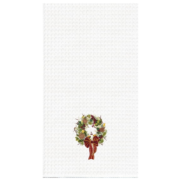Festive Wreath Waffle Weave Cotton Kitchen Towel