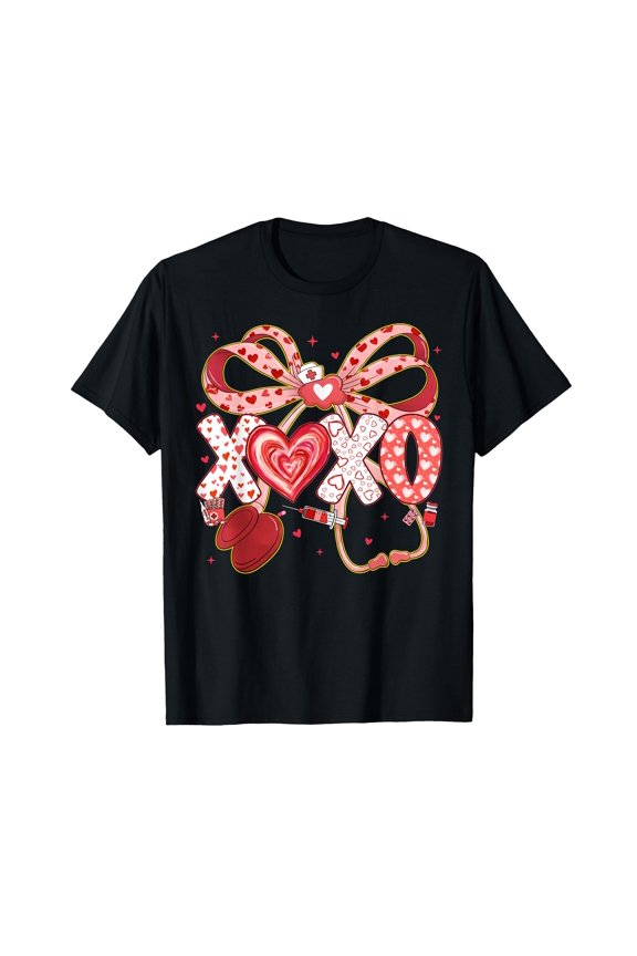 Festive XOXO Stethoscope Nurse Valentine T-Shirt for RN PCT CNA