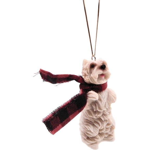 Festive Yorkie with Scarf Christmas Ornament - 3.25-Inch Holiday Tree Decor