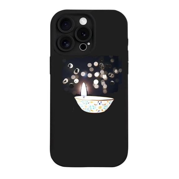 Festive iPhone 15 Pro Case - Lightweight Yellowing Resistant with Colorful Candle Design & Bokeh Effect