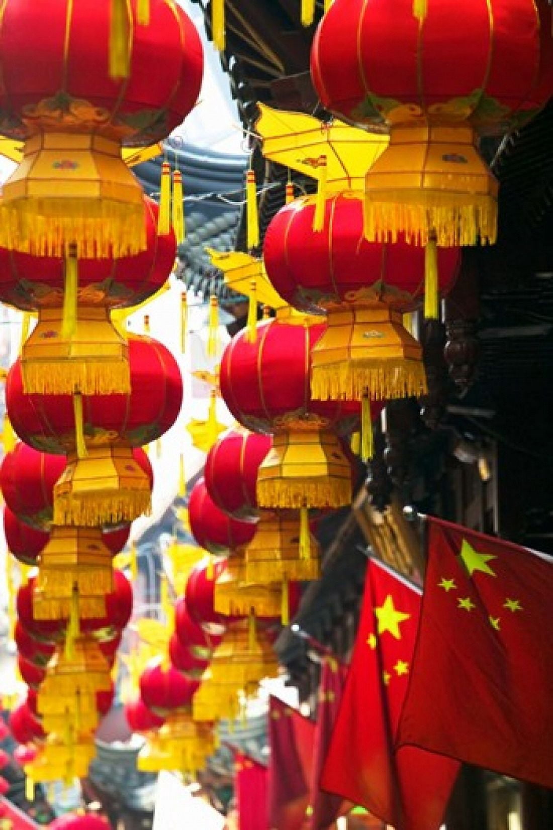 Festive lanterns at bazaar Yu Yuan Gardens Shanghai China Canvas Art - Panoramic Images (24 x 36)