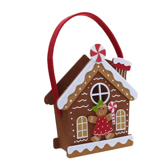 Festives Felts Gingerbreads Houses Decoration Seasonal Party Accent Not Assembly Required Portable Cookie Bag