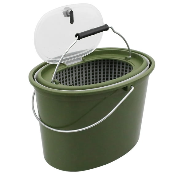 Festnight 2-in-1 Fishing Bucket Double-Deck Fish Box Detachable Fish Strainer Colander Fishing Bait Storage Container Do