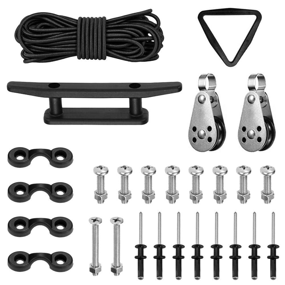 Festnight Kayak Anchor Trolley Kit with Trigrip Rivets Oring Cleat