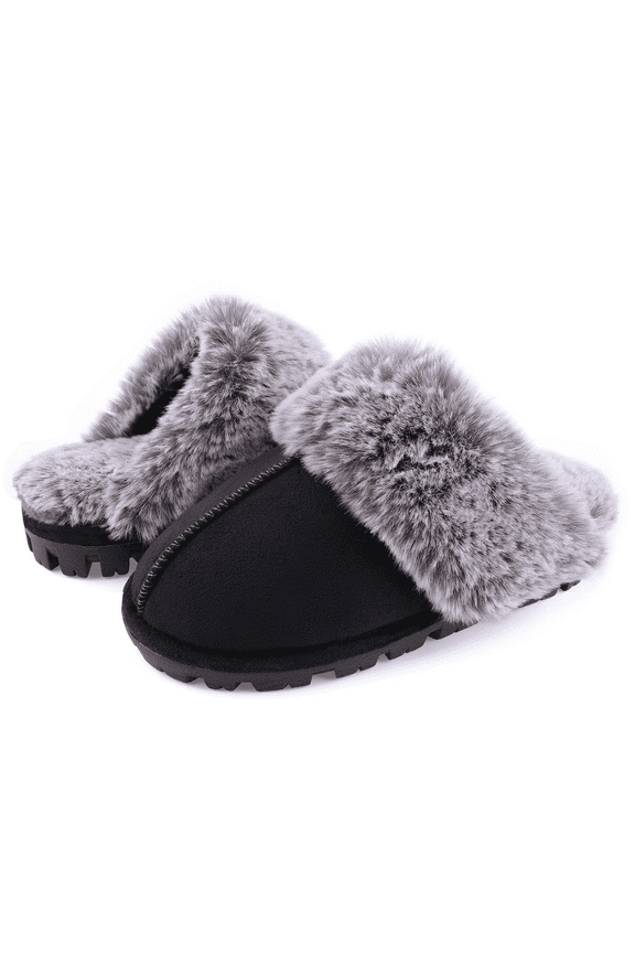 Womens Memory Foam Clog Slip-on Slippers, Black, U.S 9