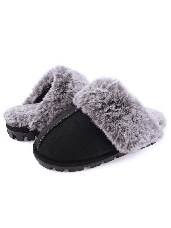 Womens Memory Foam Clog Slip-on Slippers, Black, U.S 9