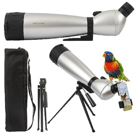 Fetch Falcon 30-90X90 FMC HD Spotting Scopes (Water-Resistance Long Range Spotting) with Metal Tripod Phone Adapter and Carry Bag (30-90X90 with Phone Holder)