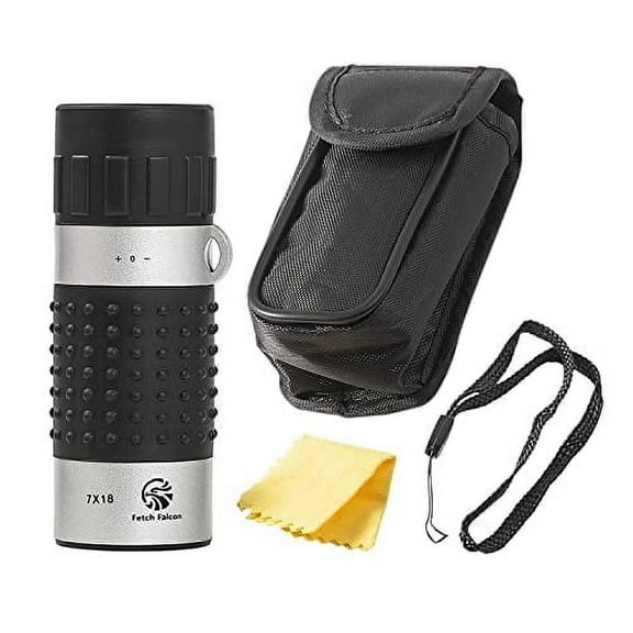 Fetch Falcon 7X18 HD FMC Mini Pocket Prime Monocular (High Powered Ultra Light Compact Monocular) Ideal Handheld Telescope for Adults and Kids (7X18 Silver)