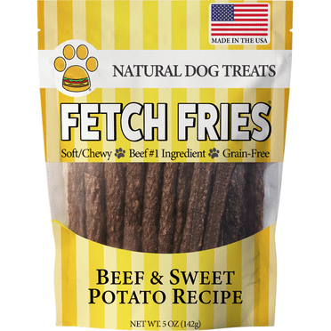 Fetch Fries Dog Treats - Beef & Sweet Potato Recipe, Made in USA, Grain Free, Soft and Chewy (5 oz)