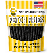 Fetch Fries Dog Treats - Beef & Sweet Potato Recipe, Made in USA, Grain Free, Soft and Chewy (5 oz)