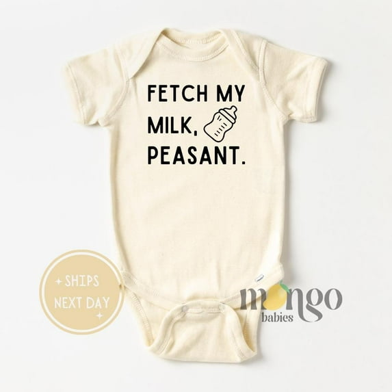 Fetch My Milk Peasant Baby Onesies Funny Milk Baby Gift For Baby Bodysuit For Newborn Cute Baby Clothes Baby Shower Baby Gift Ideas Cute Baby Onesie, BABY BODYSUIT LAT 4424