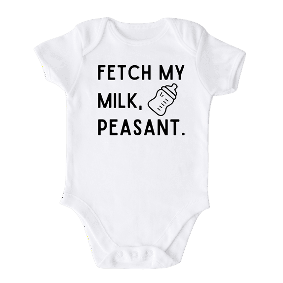 Fetch My Milk Peasant Cute Baby Bodysuit Shirt Custom Clothes Unisex Baby Gift for Mom Newborn 0-3m White
