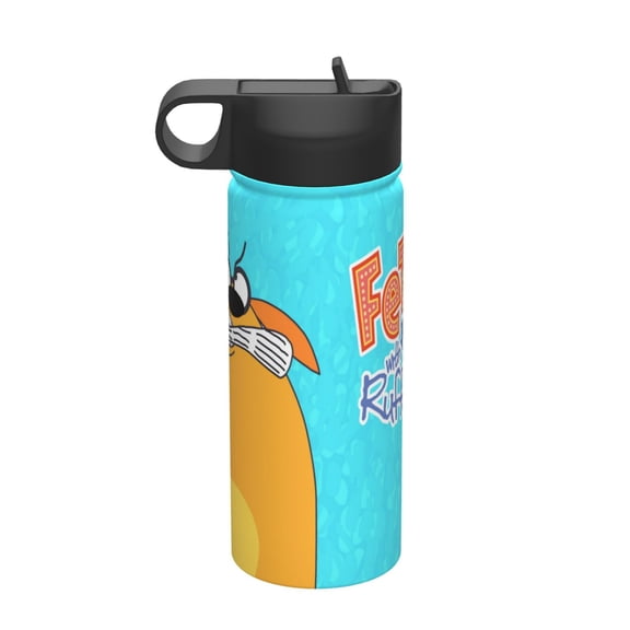 Fetch With Ruff Ruffman Kids Insulated Water Bottle With Straw - 18 Oz Stainless Steel Double Wall Vacuum Cup, Leakproof, Bpa Free, Suitable For Boys And Girls