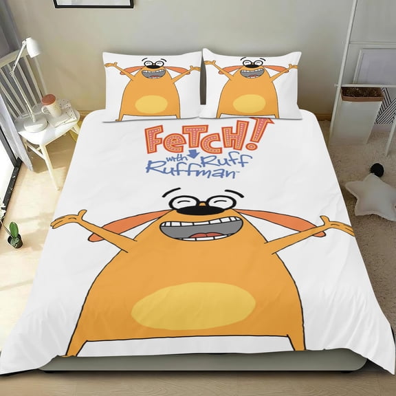 Fetch With Ruff Ruffman Themed Bed Sheet Set Three Piece Set 53x79 In ches Comfortable And Skin Friendly Unique Design Creating A Star Studded Night Home Gifts For Family Friends fans