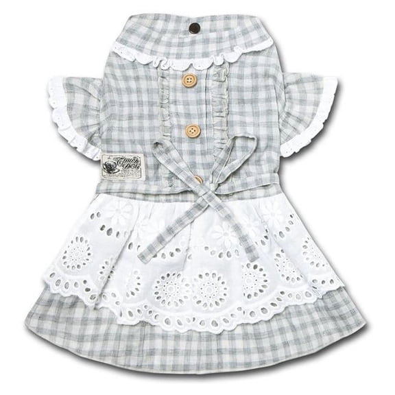 Fetching Smock Designer Dog Dress - Grey - Extra-Small