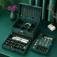 thumbnail image 1 of Fetcoi, 2 Layers Jewelry Organizer Storage Case Flannel Jewellery Box with 2 Drawers And Lock, 1 of 9