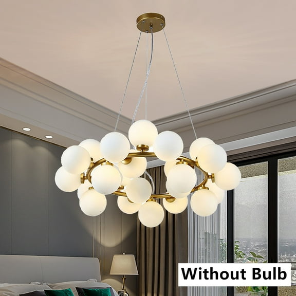 Fetcoi 25-Light Modern Modo Round Glass White Electric Pendant Chandelier
