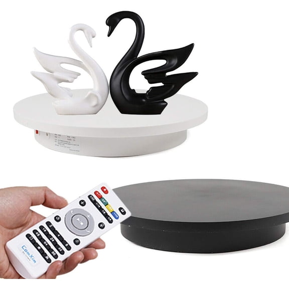 Fetcoi, 360° Electric Rotary Table Remote Scanning Turntable Rotating Platform, Remote Comtrol 110V/220V(White)