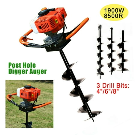 Fetcoi 55cc 2-Cycle Gas Powered 1 Person Earth Auger with 6” Bit