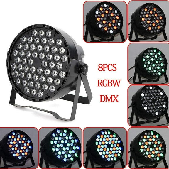 Fetcoi,8 Packs Of 54 Monochrome Par Lights with DMX Beauty Plug,8PCS 54X3W Rgbw Led