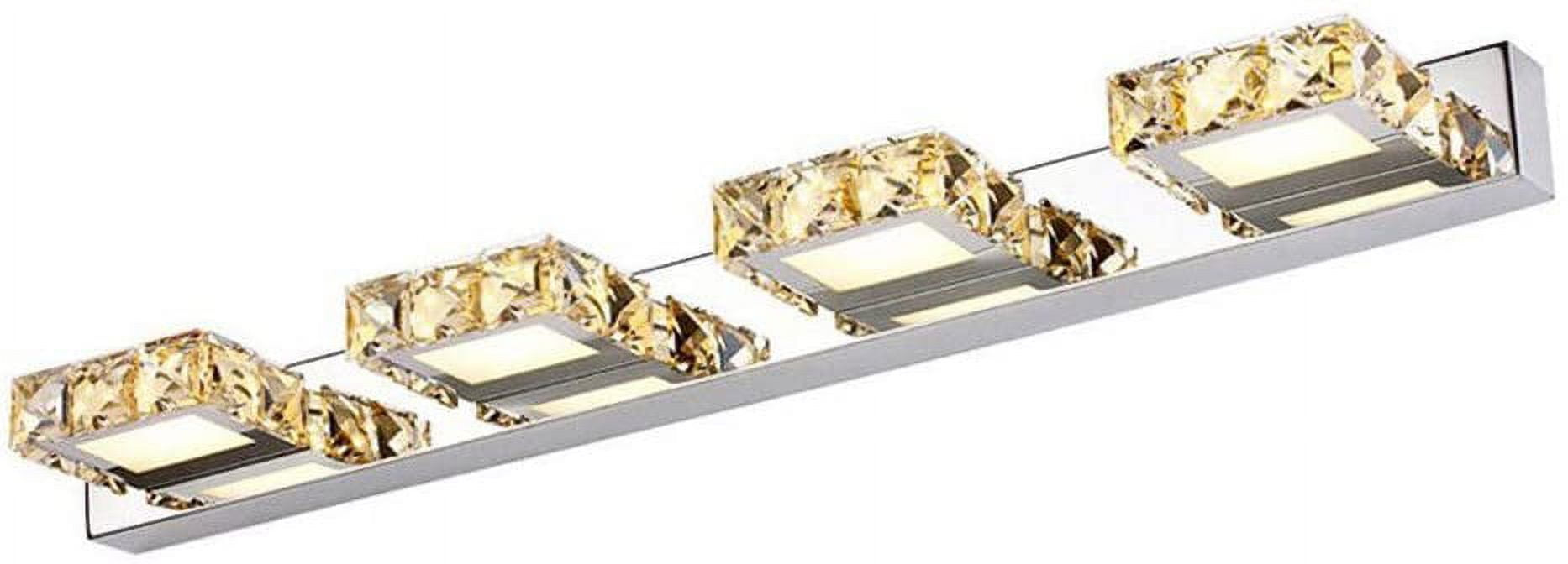 Fetcoi, Bathroom Lighting Bath Wall Sconces Lighting LED Crystal Mirror Front Makeup Fixture Vanity Lights(4 Warm Lights)
