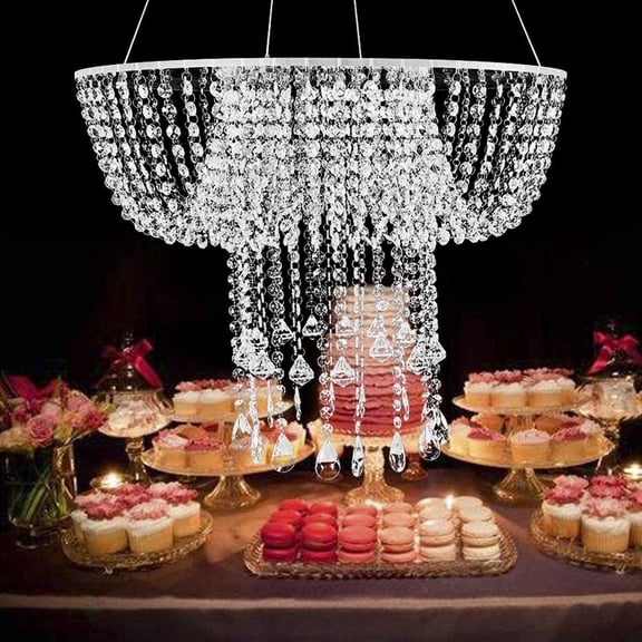 Fetcoi, Cake Stand Clear Crystal Drape Suspended Cake Stand Hanging Cake Swing(Dia. 60cm)