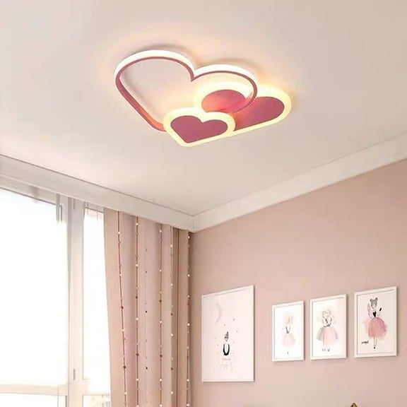 Fetcoi, Children's Room Ceiling Light, LED Dimmable Ceiling Lamp Bedroom Decorative(Pink)