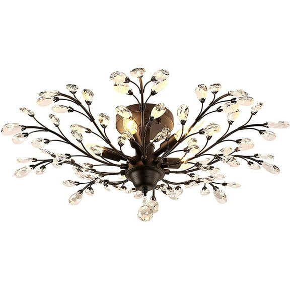 Fetcoi Crystal Modern Ceiling Light Metal Branches Ceiling Light for Living Room Bedroom