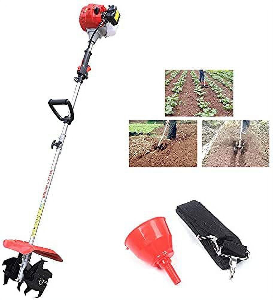 Fetcoi, Electric Garden Weed Tiller  Machine Digging Weed Removal Soil Cultivation 42.7CC 2 Stroke Gasoline Engine Motor