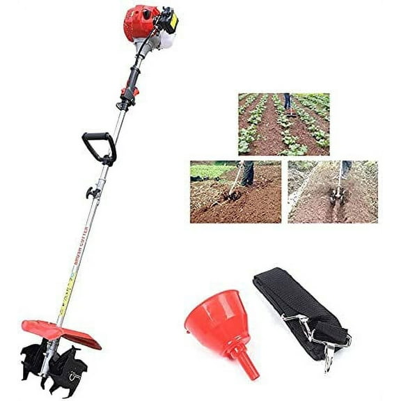 Fetcoi, Electric Garden Weed Tiller Machine Digging Weed Removal Soil Cultivation 42.7CC 2 Stroke Gasoline Engine Motor