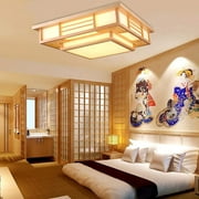 Fetcoi Japanese Style Wood LED Ceiling Lamp Dimmable and Elegant Living Room Bedroom Kitchen Balcony Ceiling Ceiling Lamp Lighting