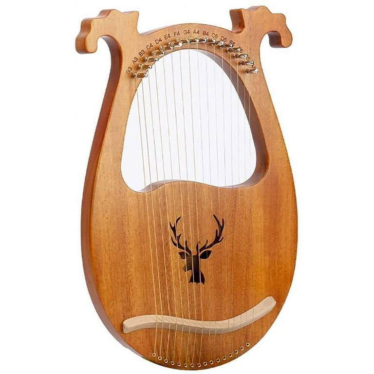 Fetcoi Lyre Harp16 Steel String Lyre Harp With Tuning Wrench And Pick 3 Type Lap Harp In Mahogany Type 2