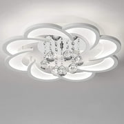 Fetcoi Modern LED Ceiling Light Acrylic Crystal Chandelier Fixture Flush Mount (Cold Light)