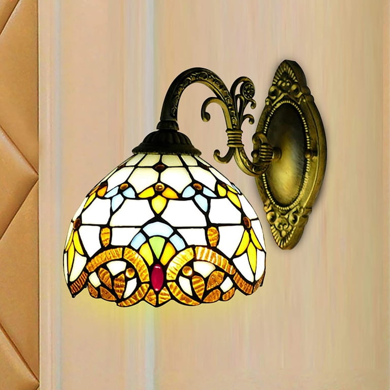 Stained Glass Wall Lamps 5LL 6144 Wall Light Tiffany 31x15x21 Cm White
