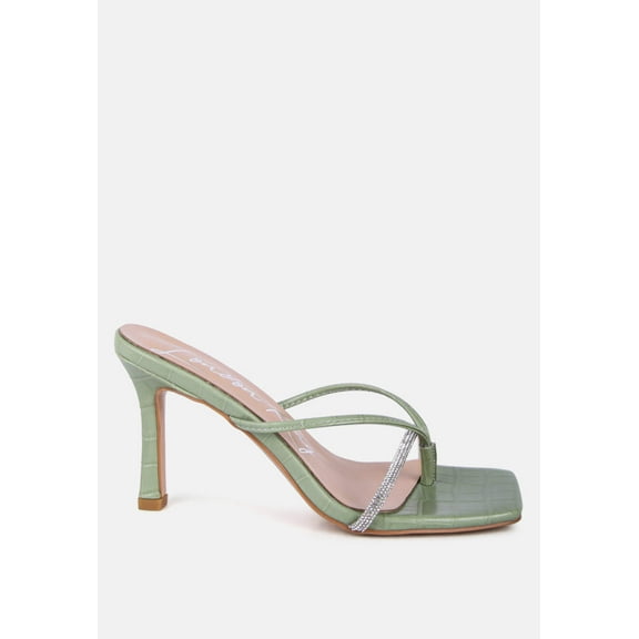 Fetish Croc Rhinestone Strap Sandals