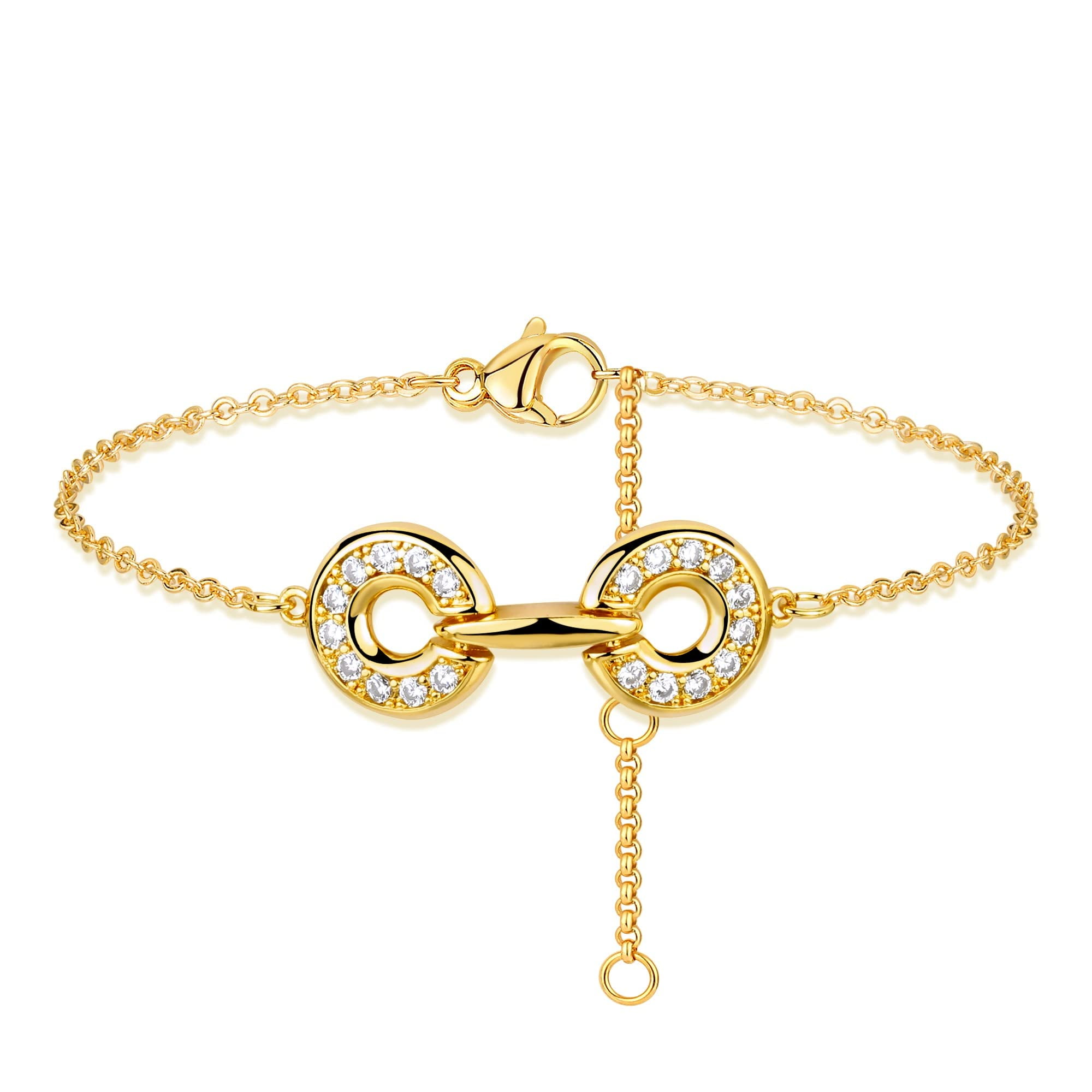 Fettero 14K Gold Plated Adjustable Dainty Chain Two Circles Bracelet  Jewelry Gift for Women - Walmart.com