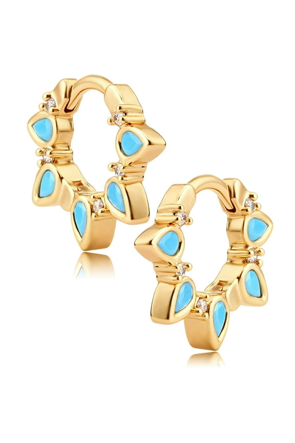 14K Gold Plated Dainty Beaded/Circle/Spike/CZ Huggie Hoop Earrings for Women Jewelry
