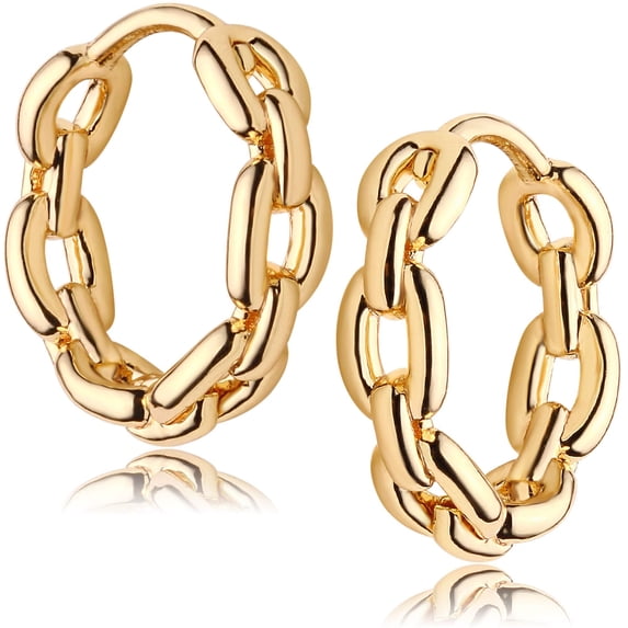 Fettero 14K Gold Plated Dainty Beaded/Circle/Spike/CZ Huggie Hoop Earrings for Women Jewelry