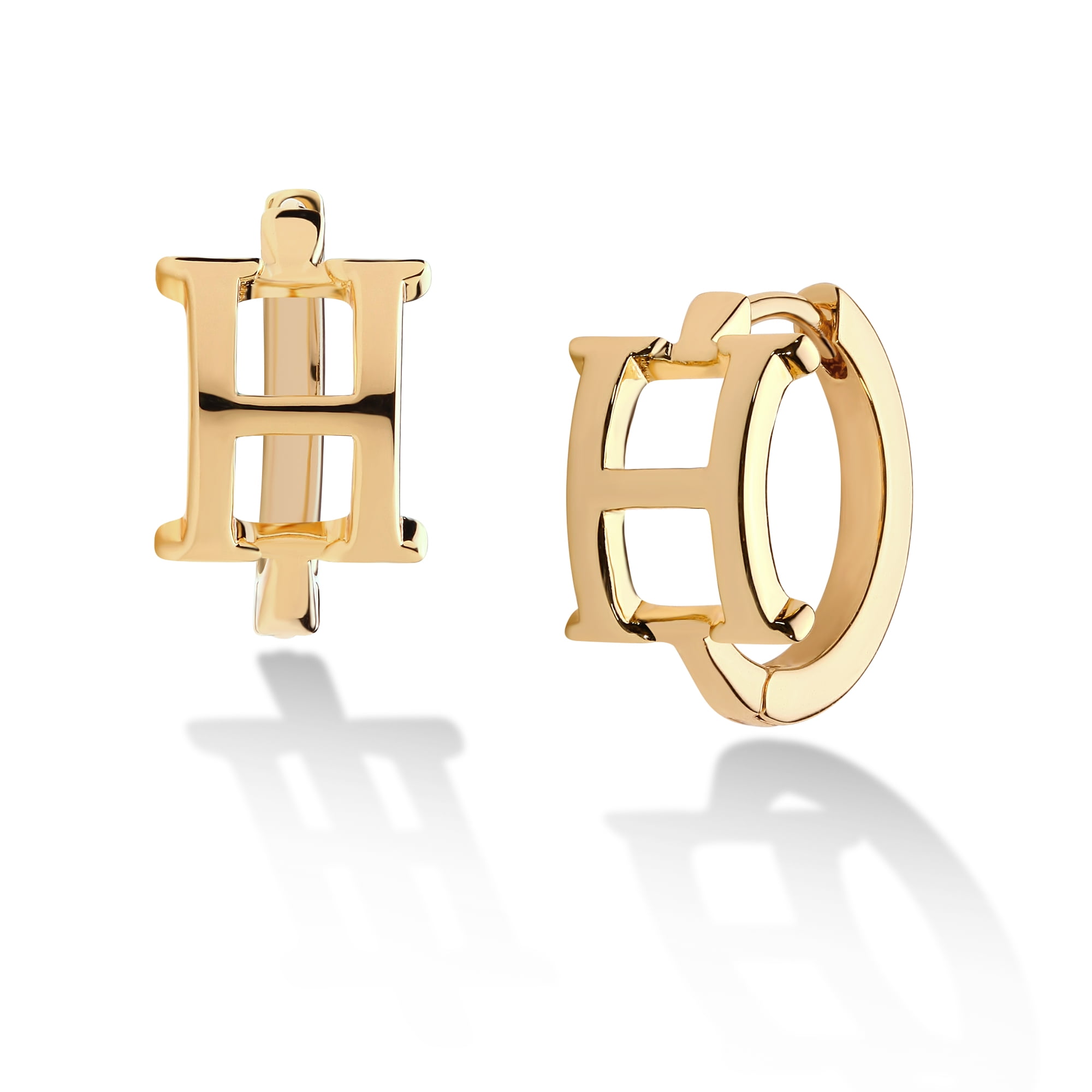 FETTERO 14K Gold Plated Hoop Earrings - Leaf Snake Bar Huggie Hoops For Women Hypoallergenic