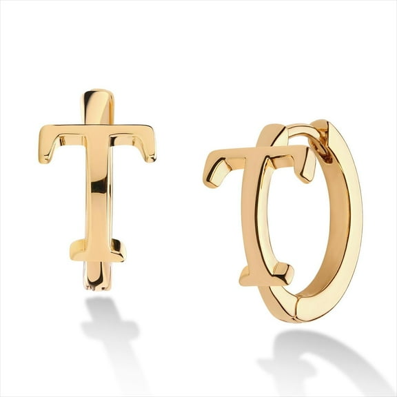 Fettero 14K Gold Plated Dainty Initial Alphabet Letter Name A To Z Huggie Hoop Earrings for Women Jewelry Gift