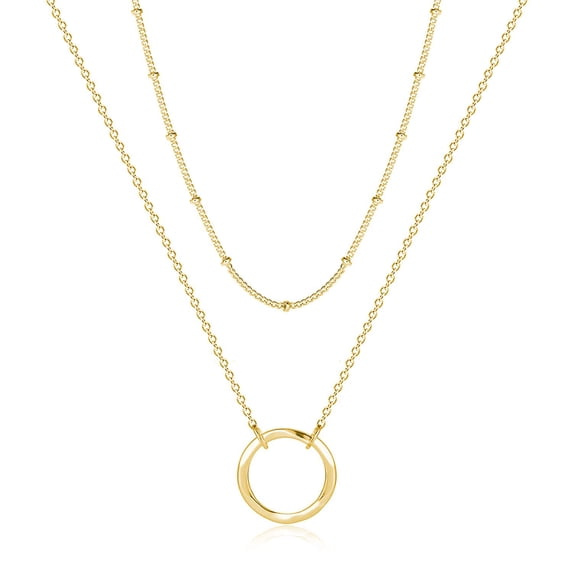 Fettero 14K Gold Plated Dainty Minimalist Pendant Chain Necklace for Women Jewelry Gift