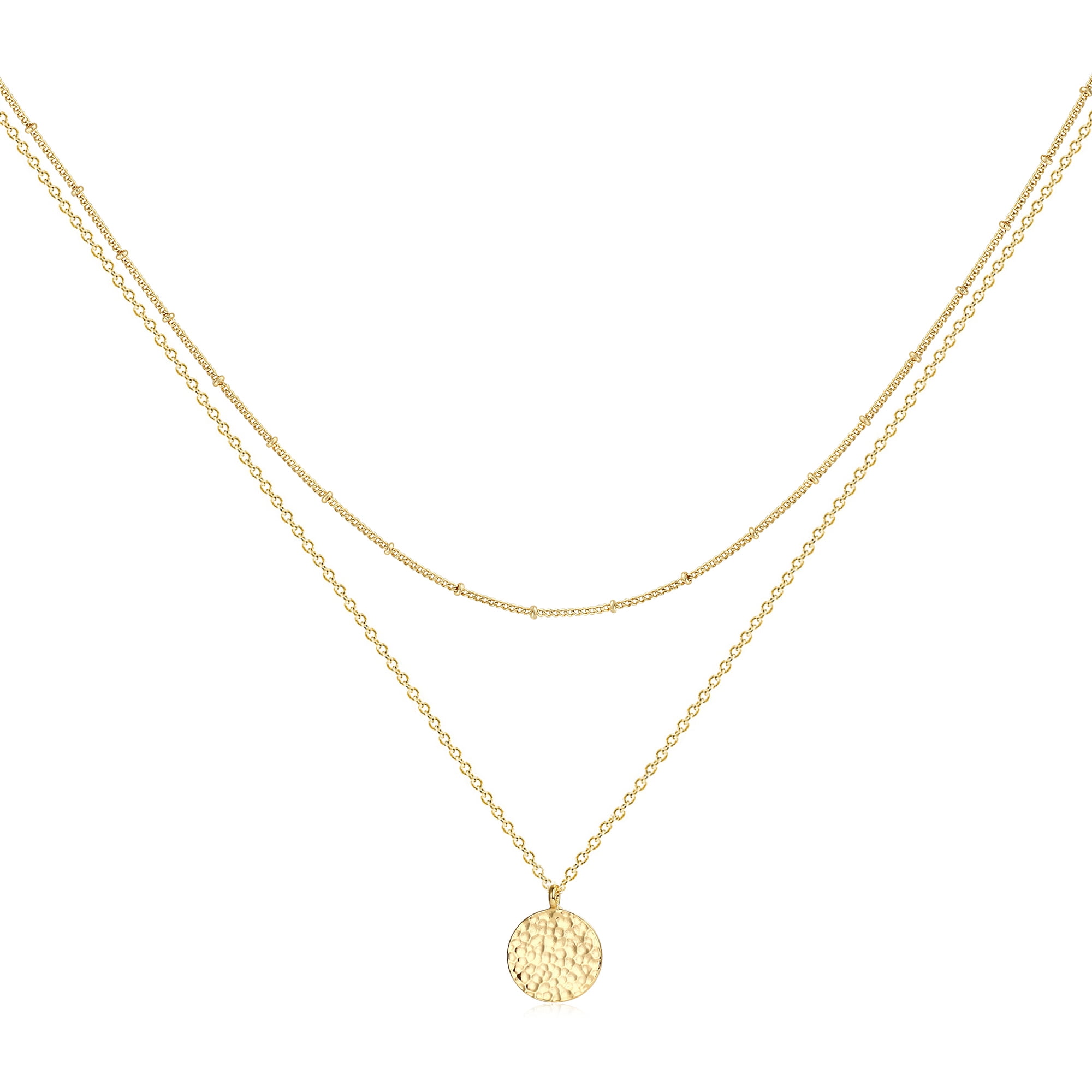 Fettero 14K Gold Plated Dainty Minimalist Pendant Chain Necklace for Women Jewelry Gift