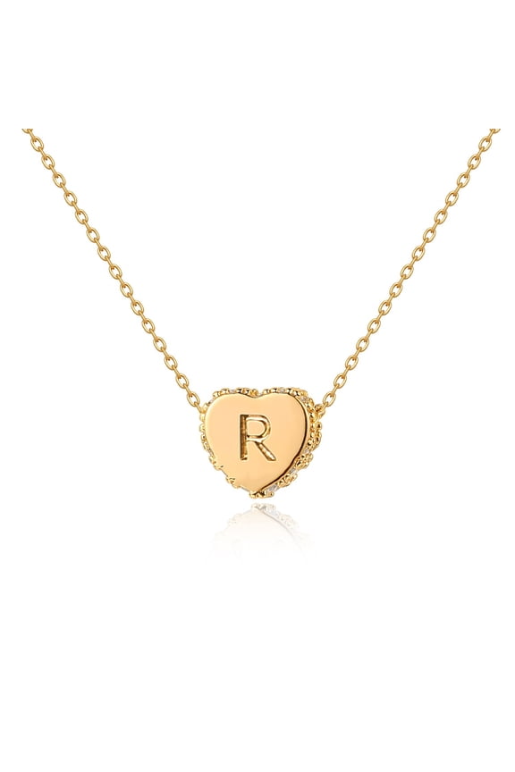 14K Gold Plated Dainty Personalized Initial Heart Letter Heart Choker Pendant Necklace Jewelry Gift for Women