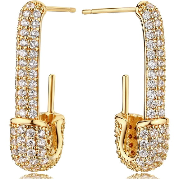 Fettero 14K Gold Plated Dainty Simple Dangle Drop Hoop Earrings for Women Jewelry Gift