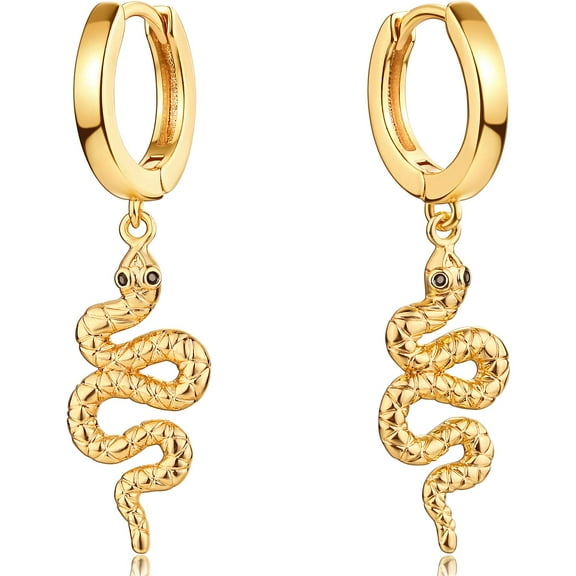 Fettero 14K Gold Plated Dainty Simple Dangle Drop Hoop Earrings for Women Jewelry Gift