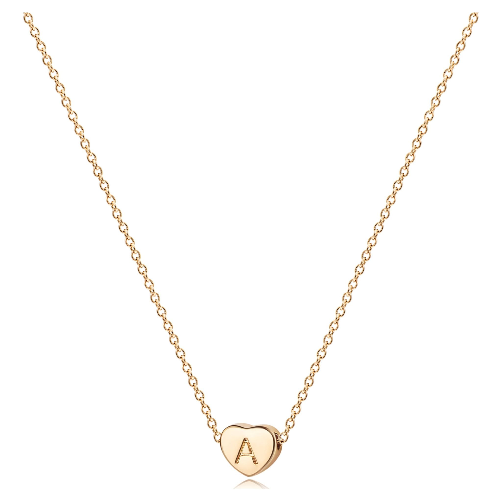 Dainty 14K Gold Initial Necklaces | Great Gifts! | Mazi + Zo R / 16-inch Chain